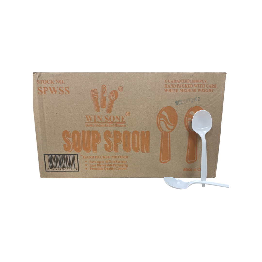 SOUP SPOON WHITE HEAVY WEIGHT