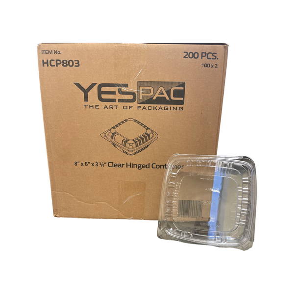 8X8 CLEAR HINGED CONTAINER HCP-803